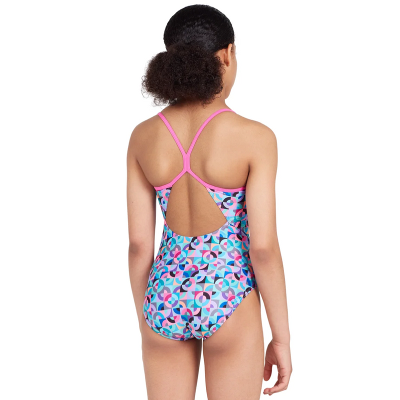 Zoggs Rhythm Sprint Back Front Lined Girls Swimsuit