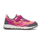 Saucony Peregrine Kids Strap Fastening Trail Shoe - Berry/Coral