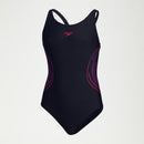Speedo Girls Placement Muscleback 1-piece - Navy/Pink