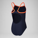 Speedo Girls' Plastisol Placement Thinstrap Muscleback Swimsuit - Navy/Red