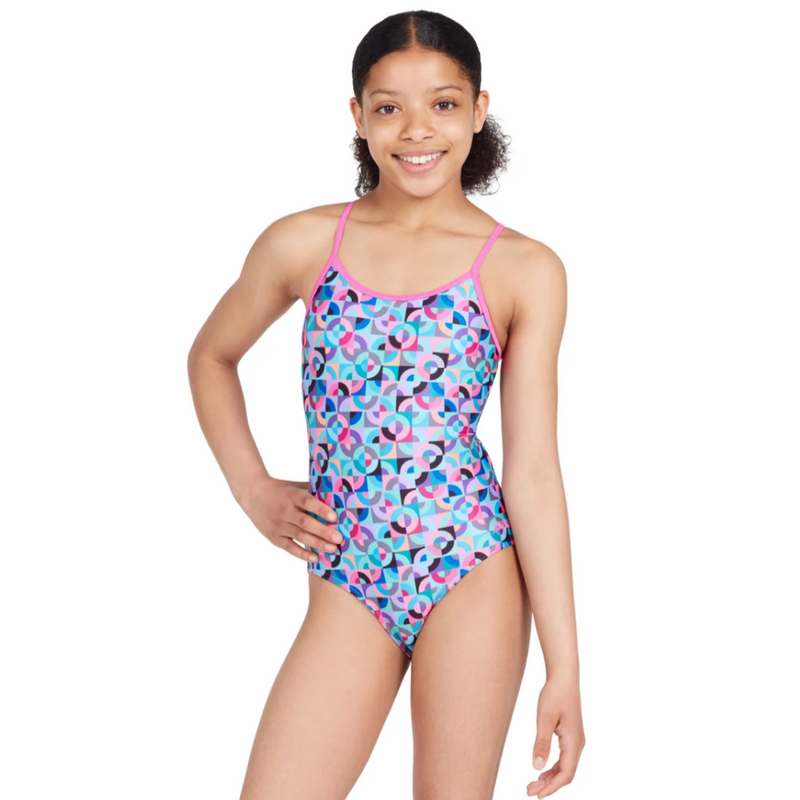 Zoggs Rhythm Sprint Back Front Lined Girls Swimsuit