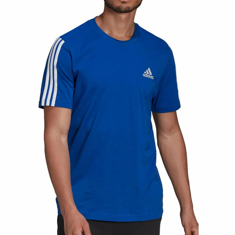 Adidas Mens AeroReady 3 Stripe Running Tee - Royal Blue