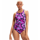 Speedo Womens Hyperboom Allover Medalist Swimsuit - Navy/Purple