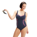 Speedo Lunalustre Body Shaping Swimsuit - Navy/Red