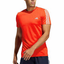Adidas Mens AeroReady 3 Stripe Running Tee - Red