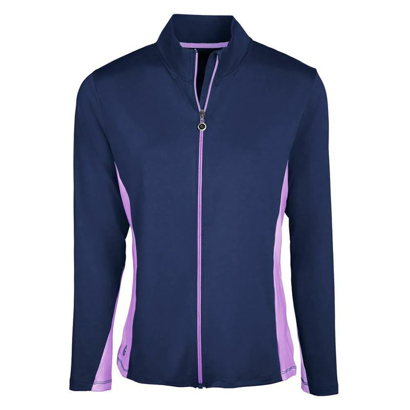 Island Green Full Zip Ladies Golf Top Layer - Navy/ Lavender
