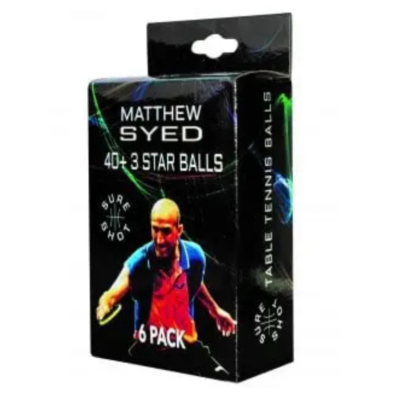 Sure Shot Matthew Syed 3 Star Table Tennis Balls (pack of 6)